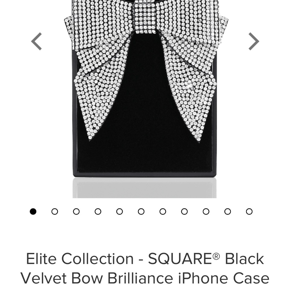 SQUARE Black Velvet Bow Brilliance iPhone Case. For 16 Pro used for a week paid